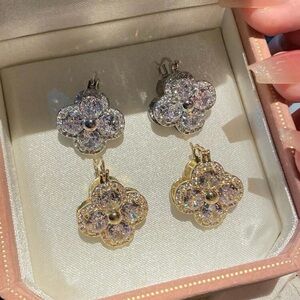 Elegant Gold and Silver Flower Earrings